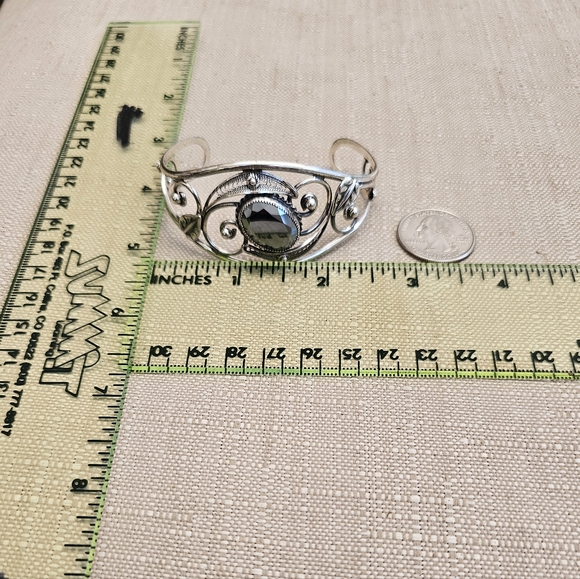 Danecraft Sterling Hematite Cuff Bracelet Vintage - Picture 13 of 15